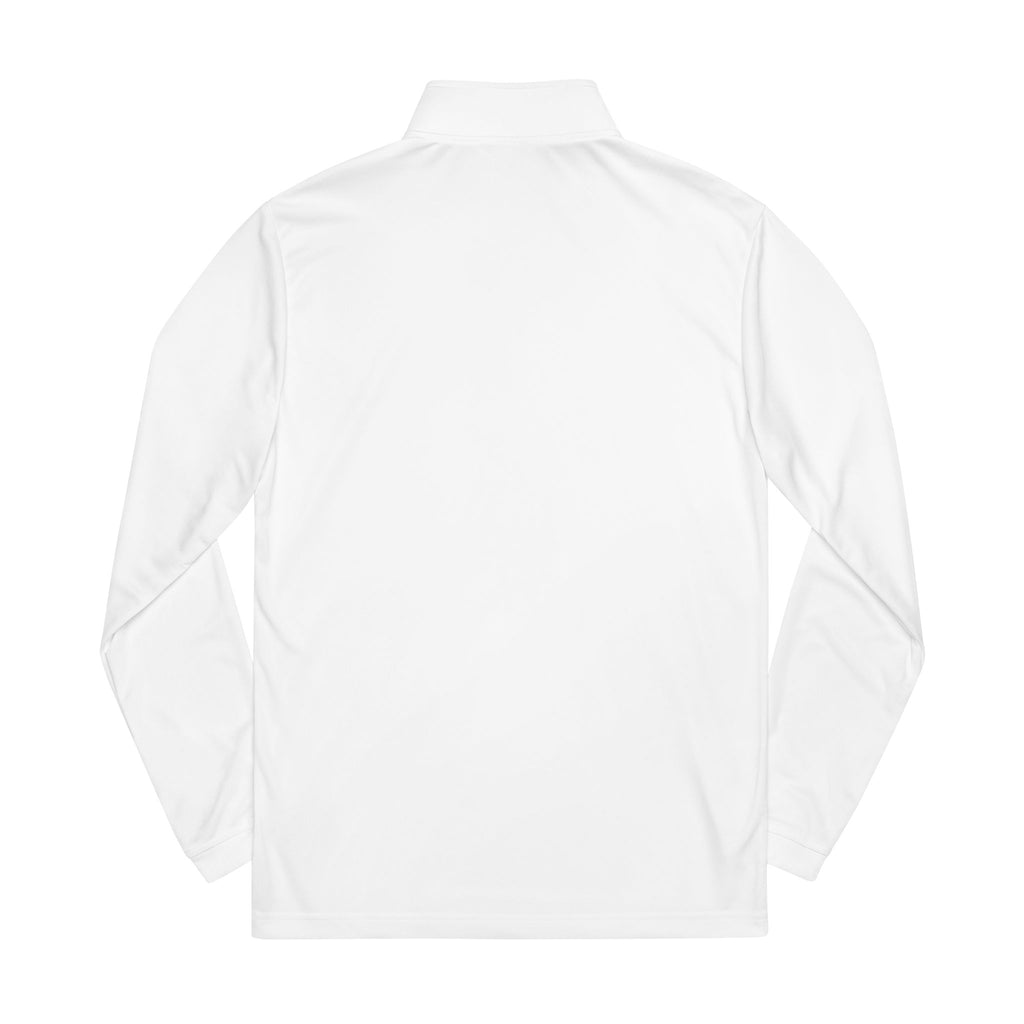 Embroidered Quarter-Zip Pullover — "Be true to yourself"