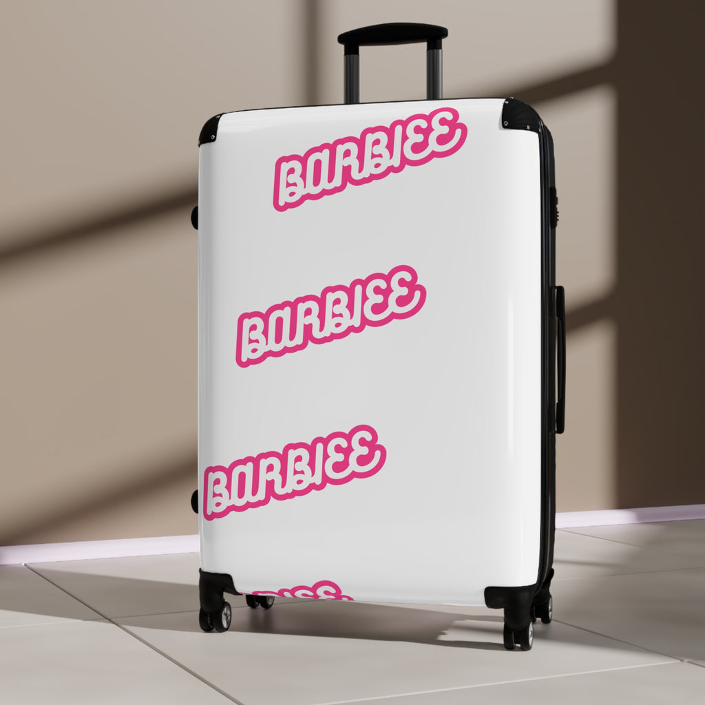 Barbiee Pink Logo Carry-On Suitcase – Retro Neon Travel Luggage