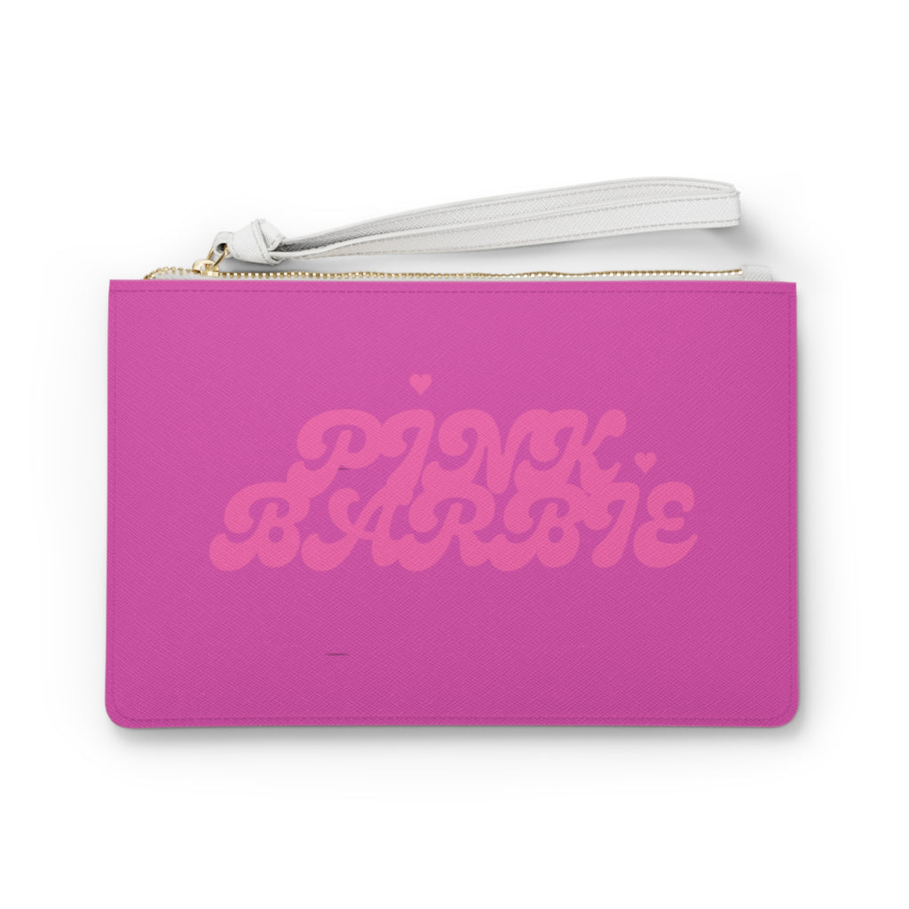 Pink Barbie Clutch Bag — Hot Pink Wristlet Purse with Retro Bubble Lettering