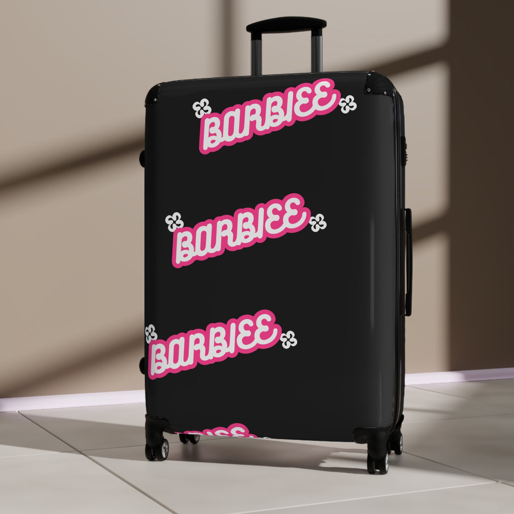 Barbiee Pink Logo Carry-On Suitcase – Retro Neon Travel Luggage