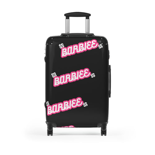 Barbiee Pink Logo Carry-On Suitcase – Retro Neon Travel Luggage