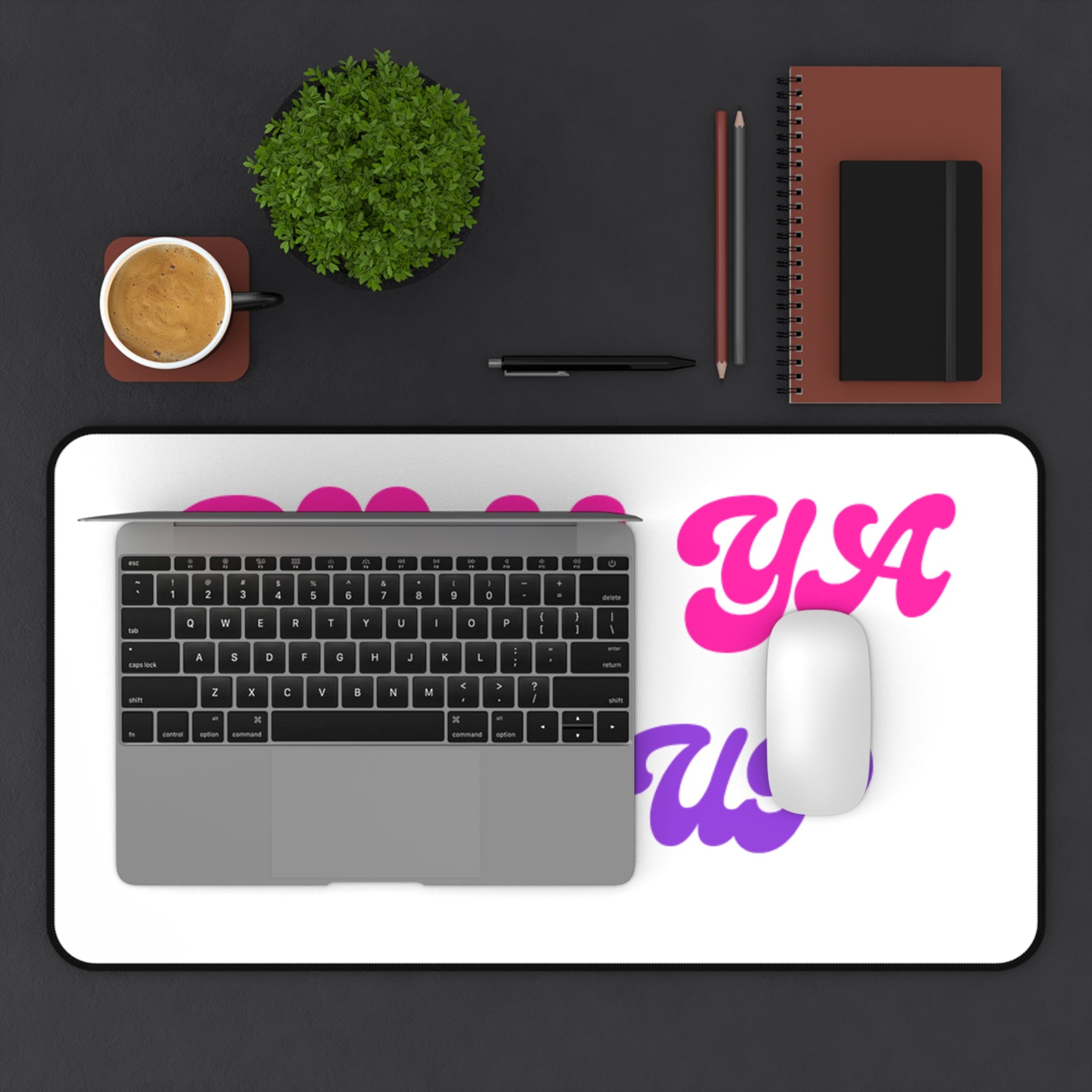 Desk Mat — "Boss Ya Life Up" Pink & Purple Motivational Desk Pad
