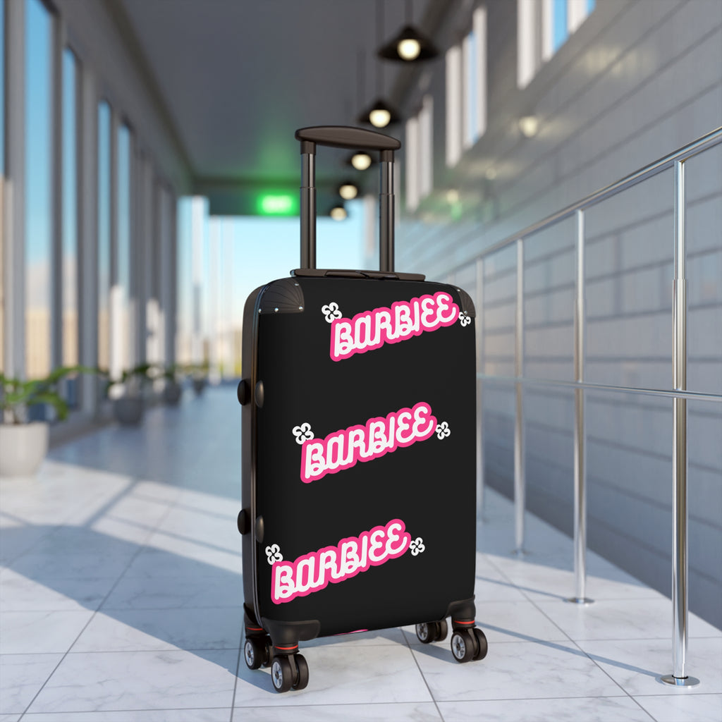 Barbiee Pink Logo Carry-On Suitcase – Retro Neon Travel Luggage