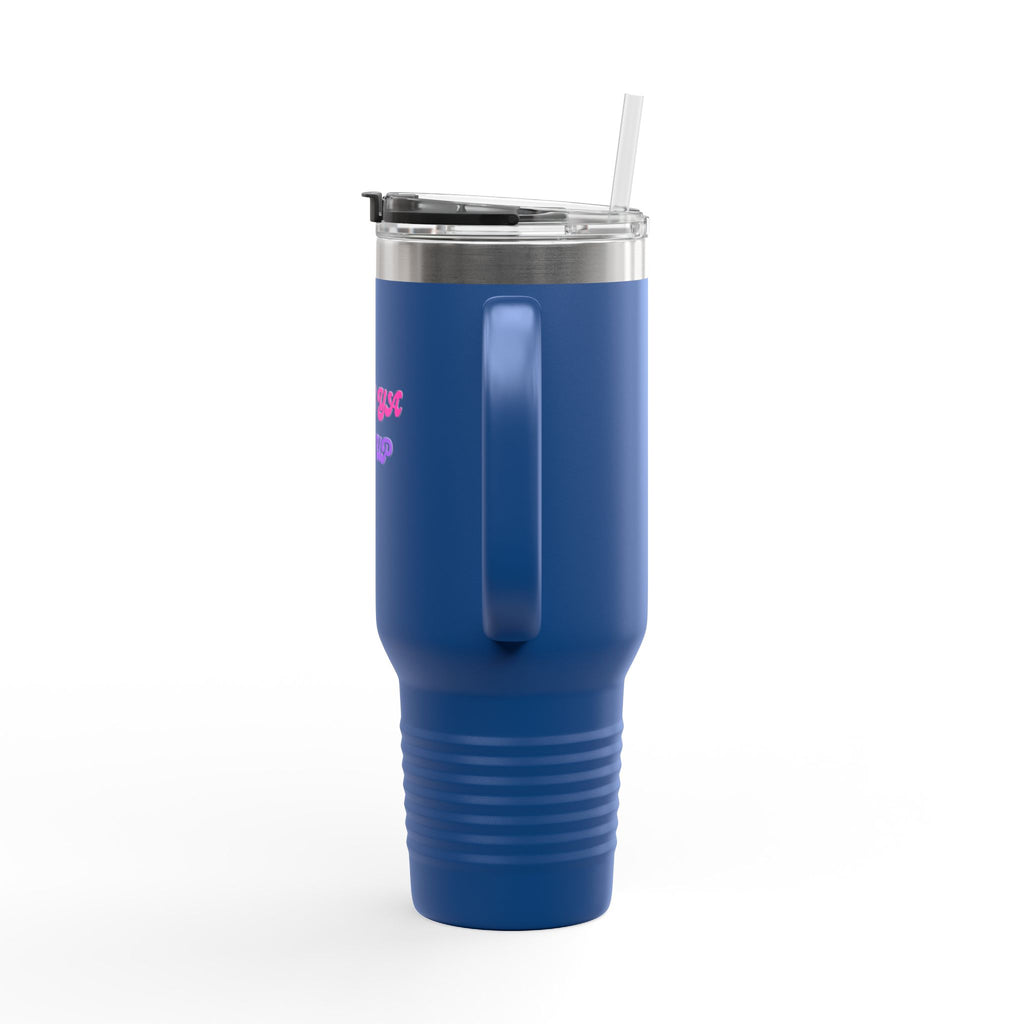 BYLU 40oz Insulated Travel Mug — 'Boss In Heels' Pink & Purple Script