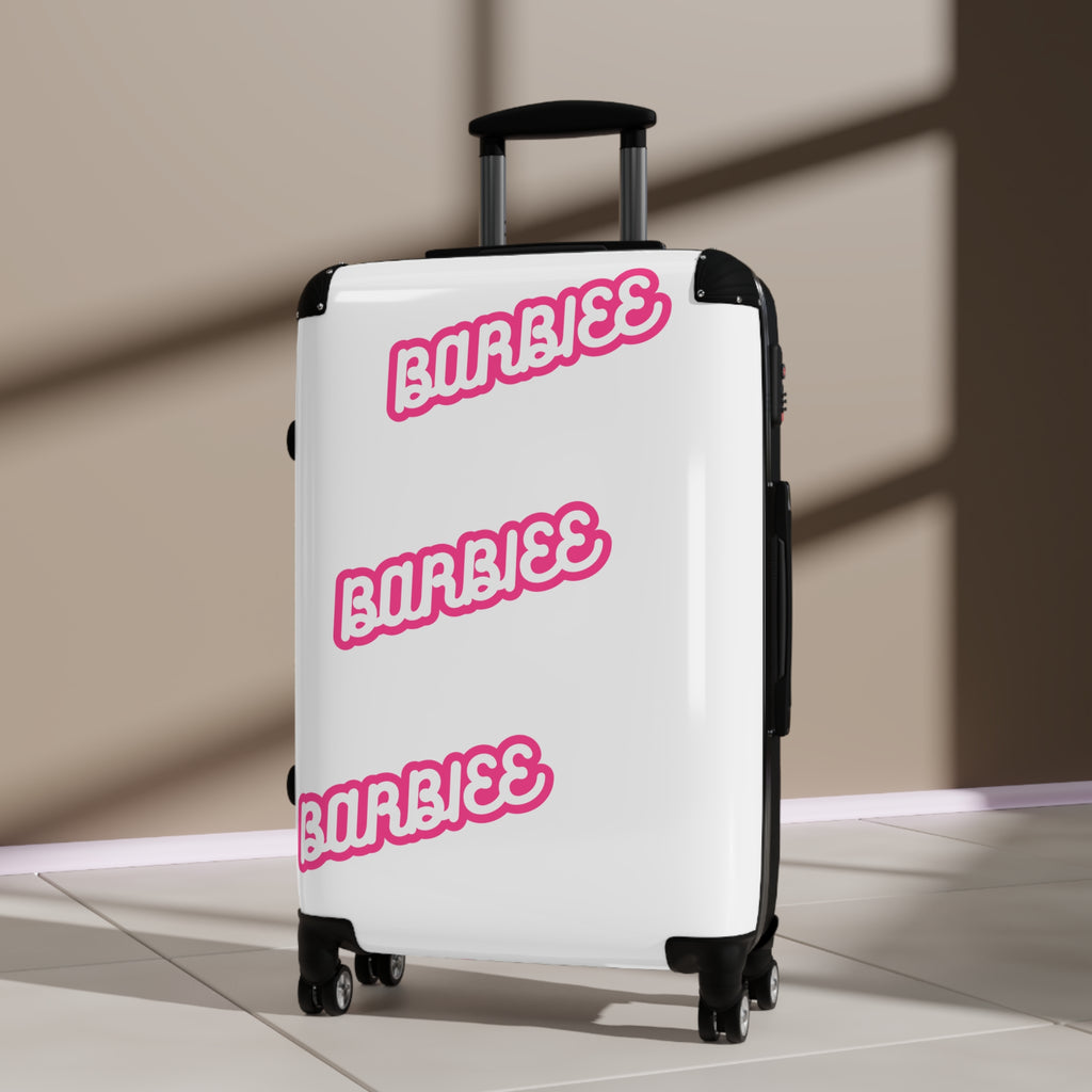 Barbiee Pink Logo Carry-On Suitcase – Retro Neon Travel Luggage