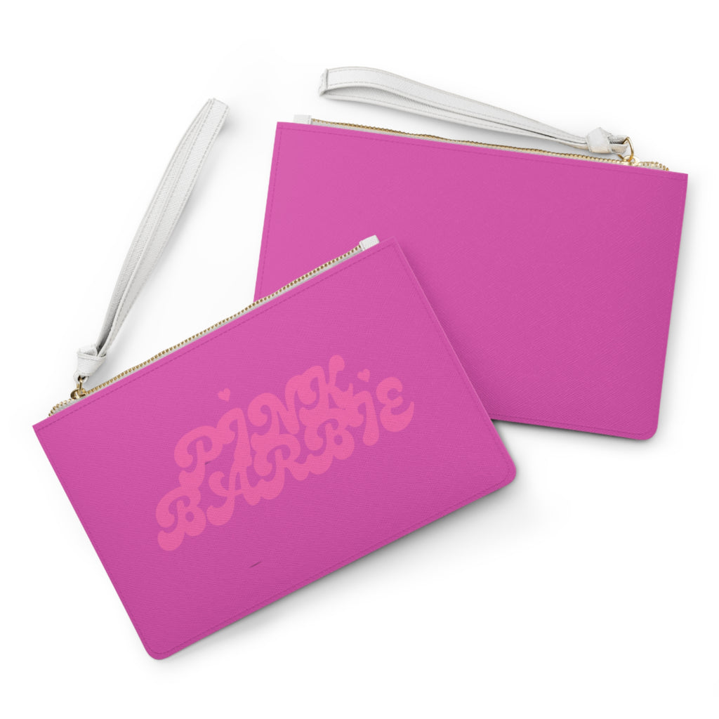 Pink Barbie Clutch Bag — Hot Pink Wristlet Purse with Retro Bubble Lettering