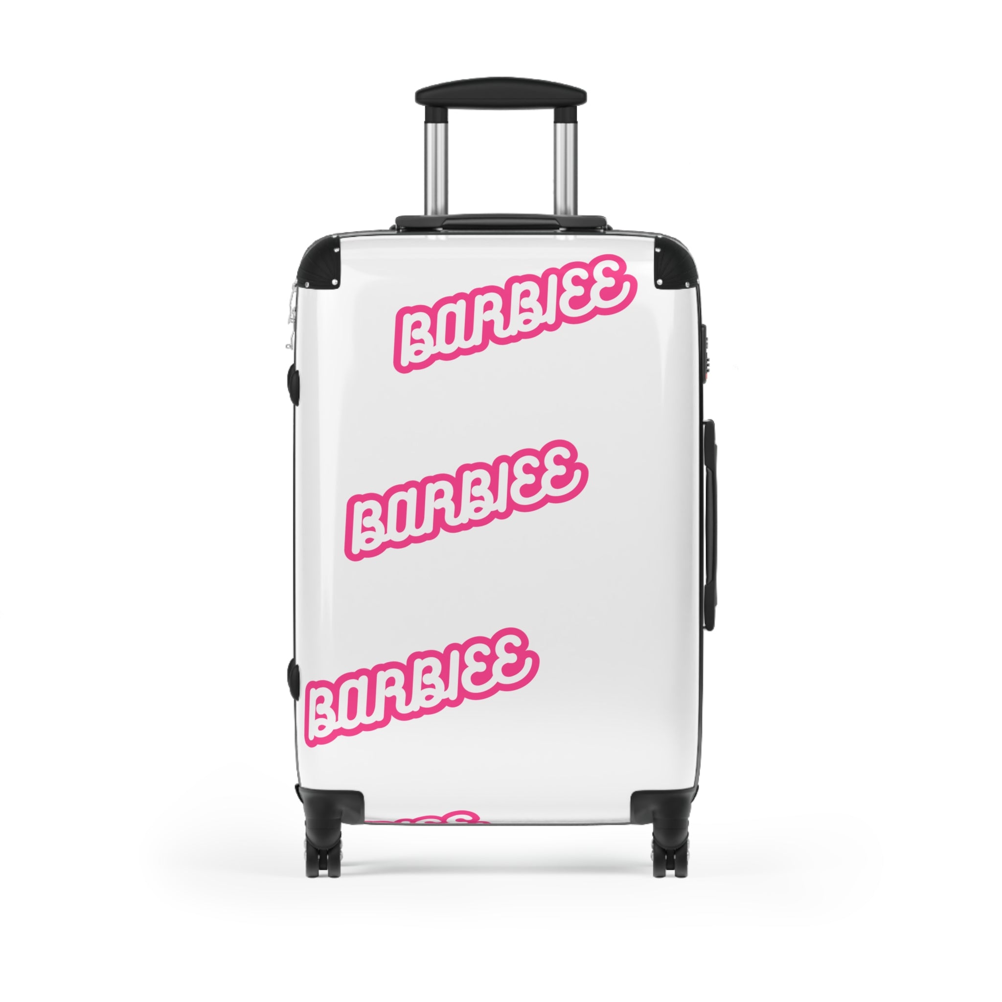 Barbiee Pink Logo Carry-On Suitcase – Retro Neon Travel Luggage