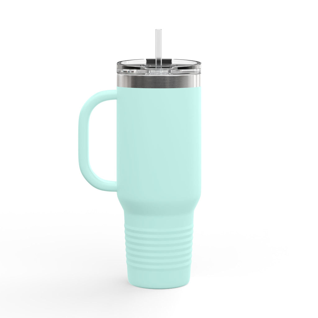 BYLU 40oz Insulated Travel Mug — 'Boss In Heels' Pink & Purple Script