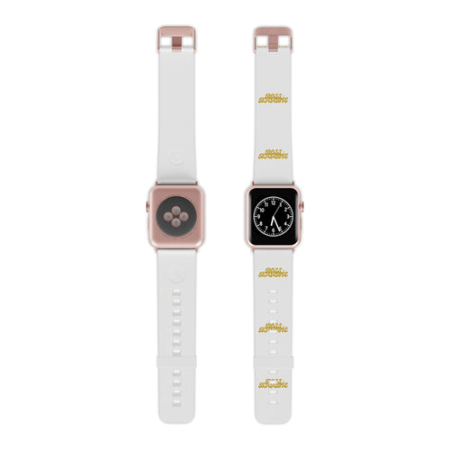 Apple Watch Band — White Silicone Strap with Gold "Rose Avenue" Script