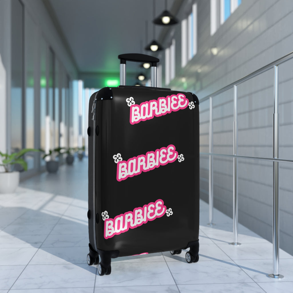 Barbiee Pink Logo Carry-On Suitcase – Retro Neon Travel Luggage