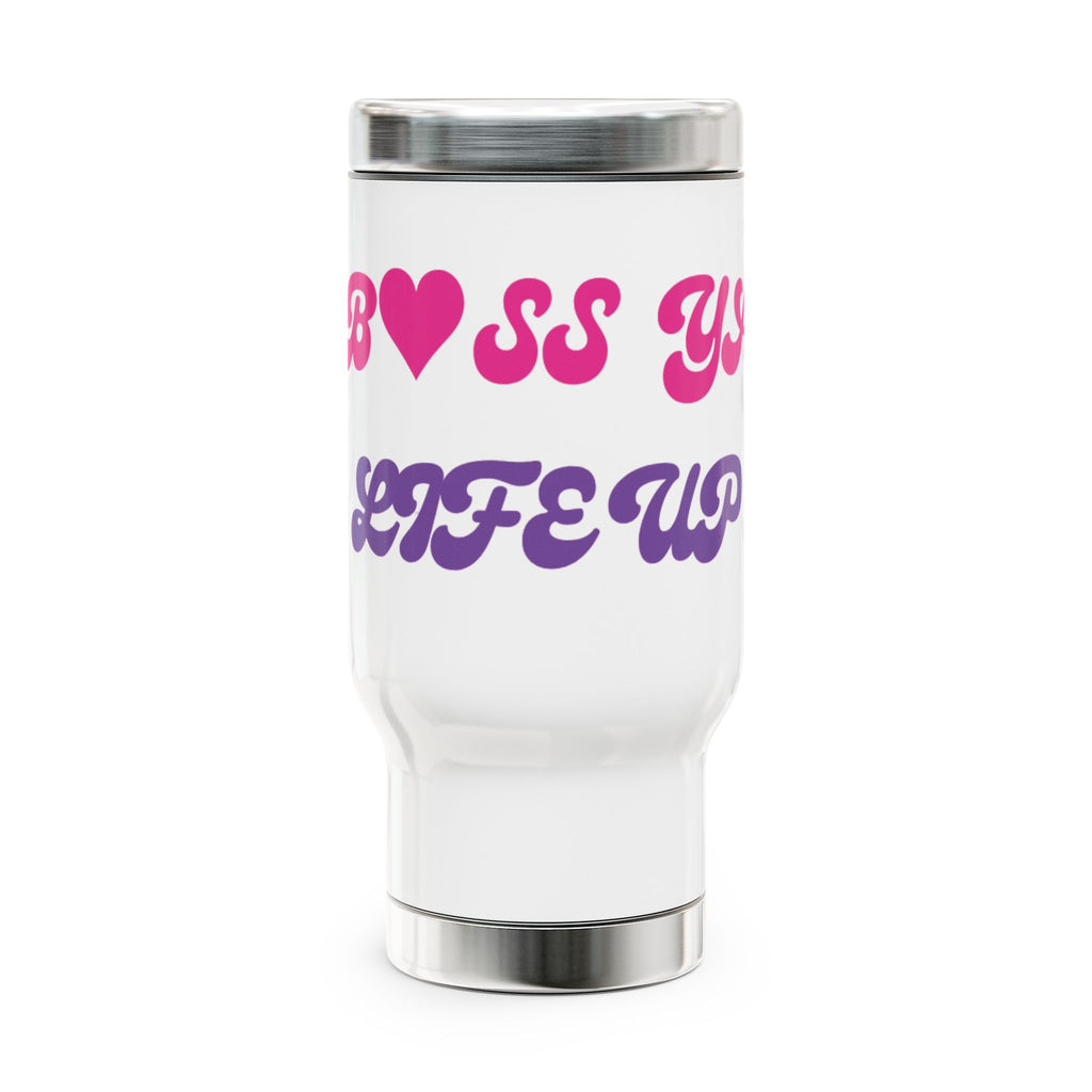 Travel Mug - 'Boss Up, Live Your Life Up' Pink & Purple Stainless Steel Travel Mug (14oz)
