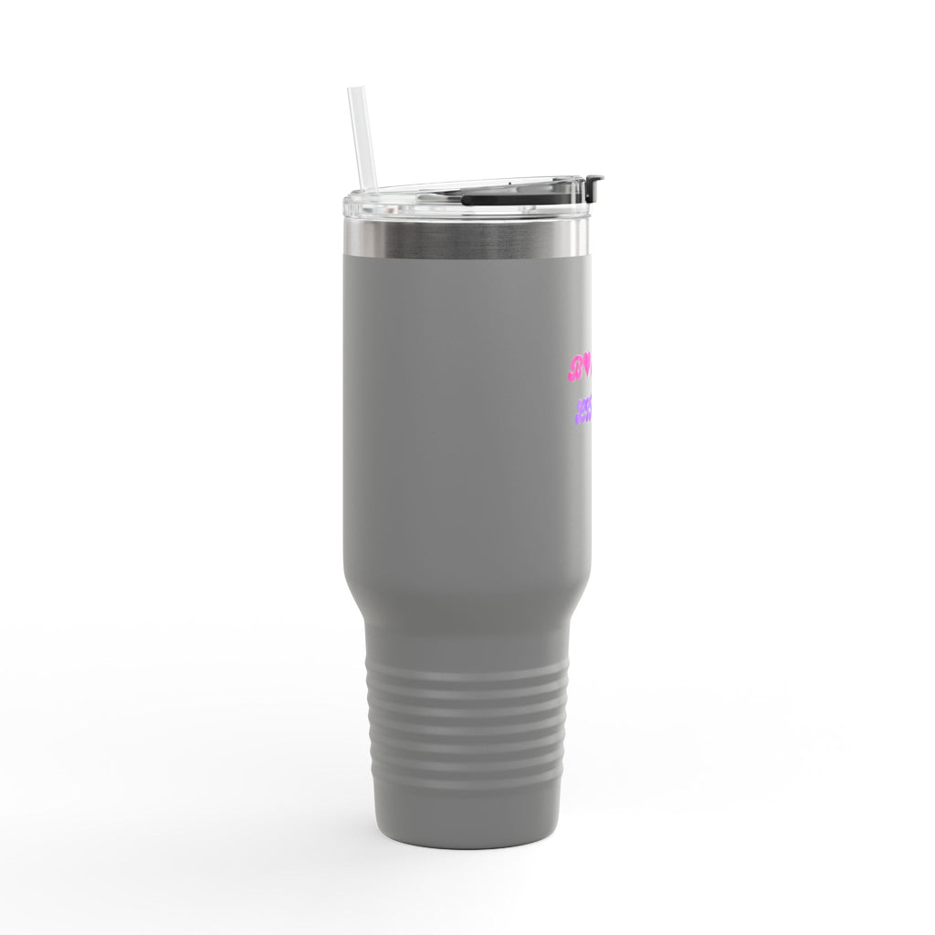 BYLU 40oz Insulated Travel Mug — 'Boss In Heels' Pink & Purple Script