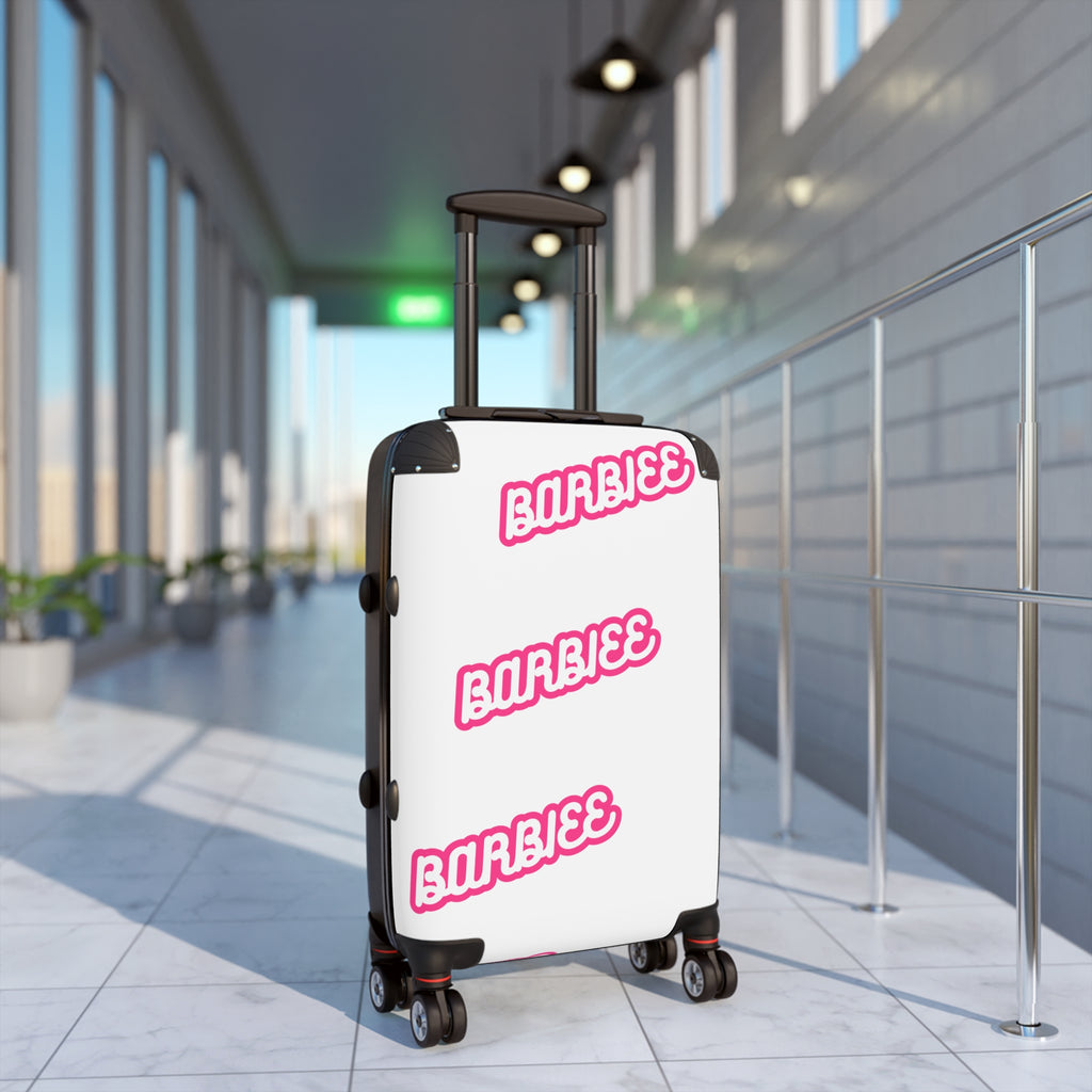 Barbiee Pink Logo Carry-On Suitcase – Retro Neon Travel Luggage
