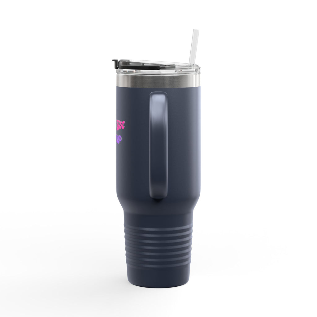 BYLU 40oz Insulated Travel Mug — 'Boss In Heels' Pink & Purple Script