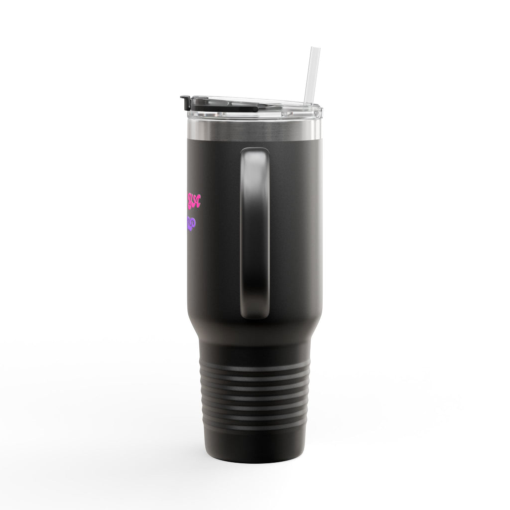 BYLU 40oz Insulated Travel Mug — 'Boss In Heels' Pink & Purple Script