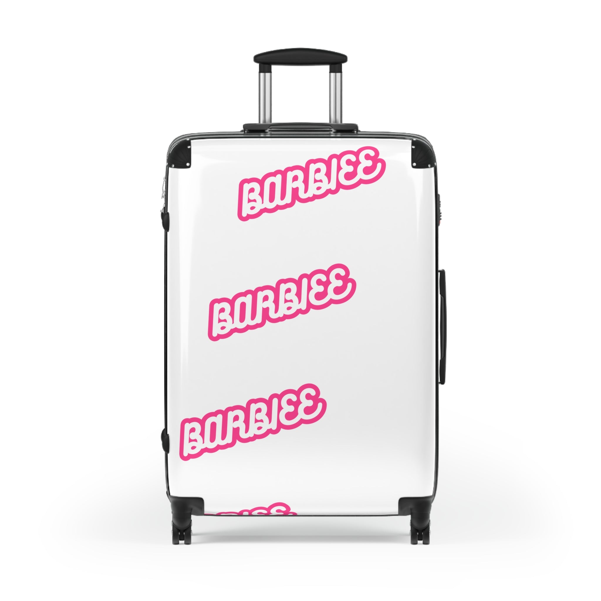 Barbiee Pink Logo Carry-On Suitcase – Retro Neon Travel Luggage