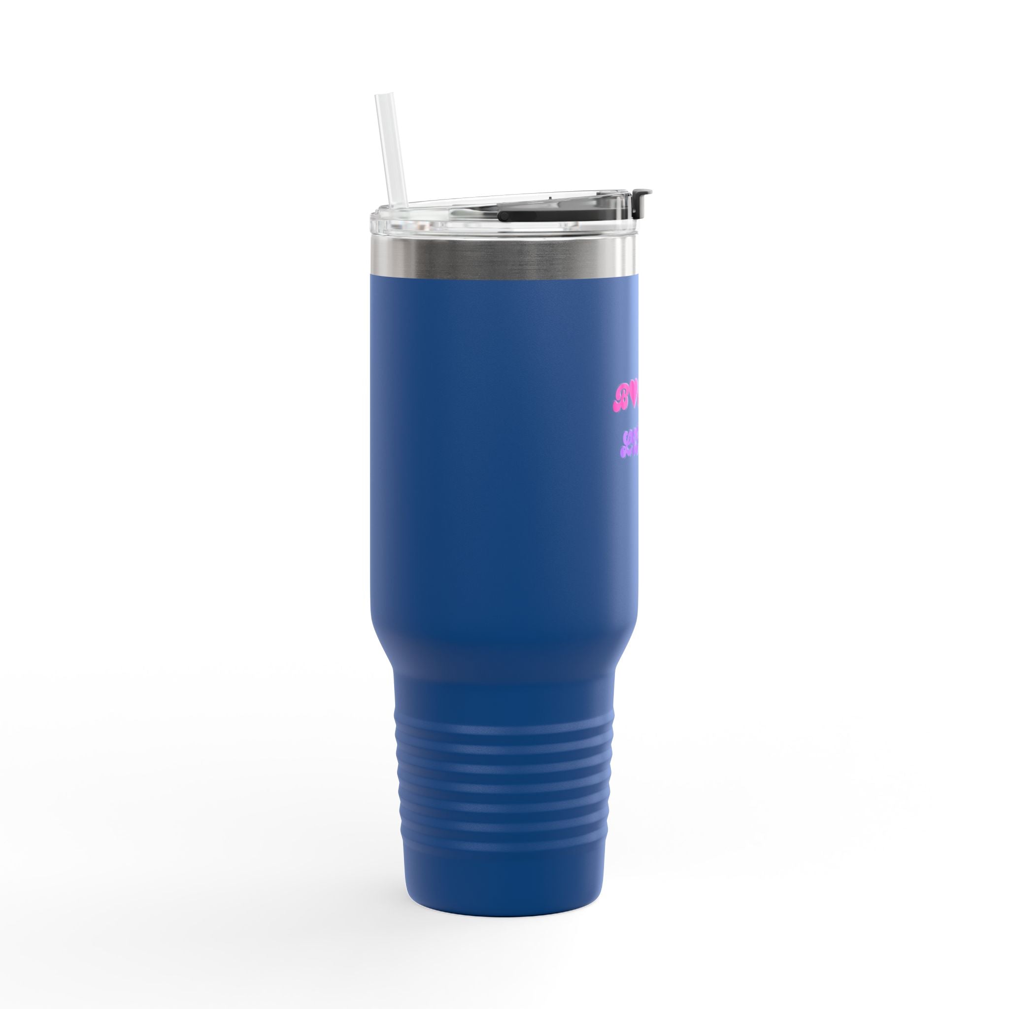 BYLU 40oz Insulated Travel Mug — 'Boss In Heels' Pink & Purple Script