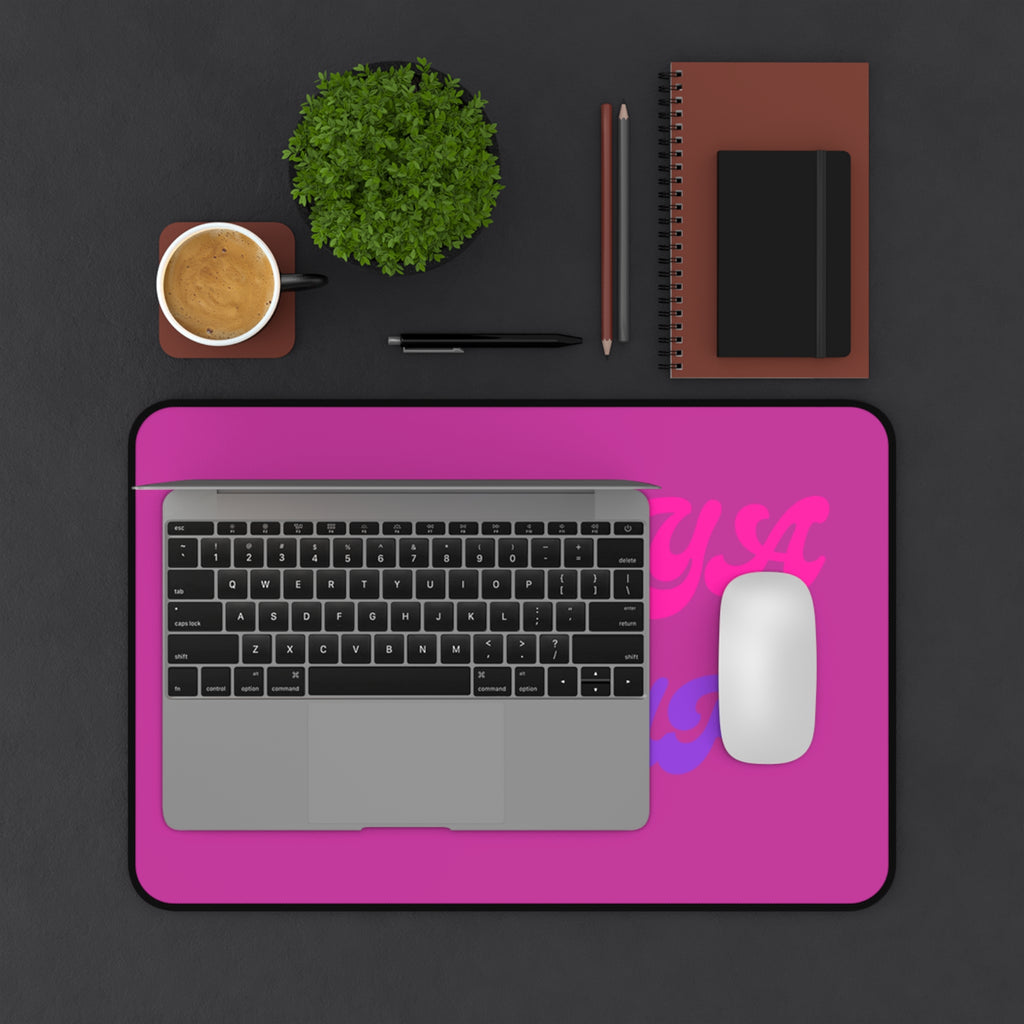 Desk Mat — "Boss Ya Life Up" Pink & Purple Motivational Desk Pad