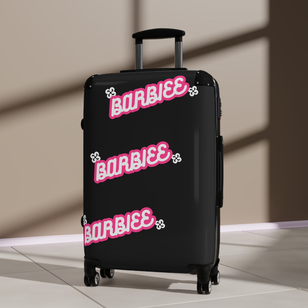 Barbiee Pink Logo Carry-On Suitcase – Retro Neon Travel Luggage