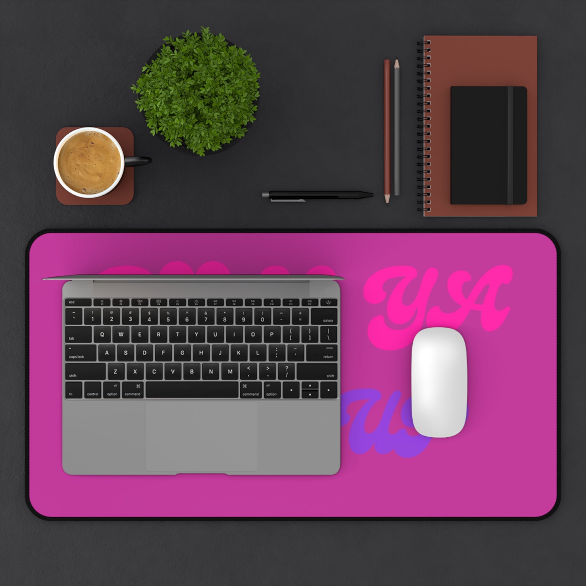 Desk Mat — "Boss Ya Life Up" Pink & Purple Motivational Desk Pad