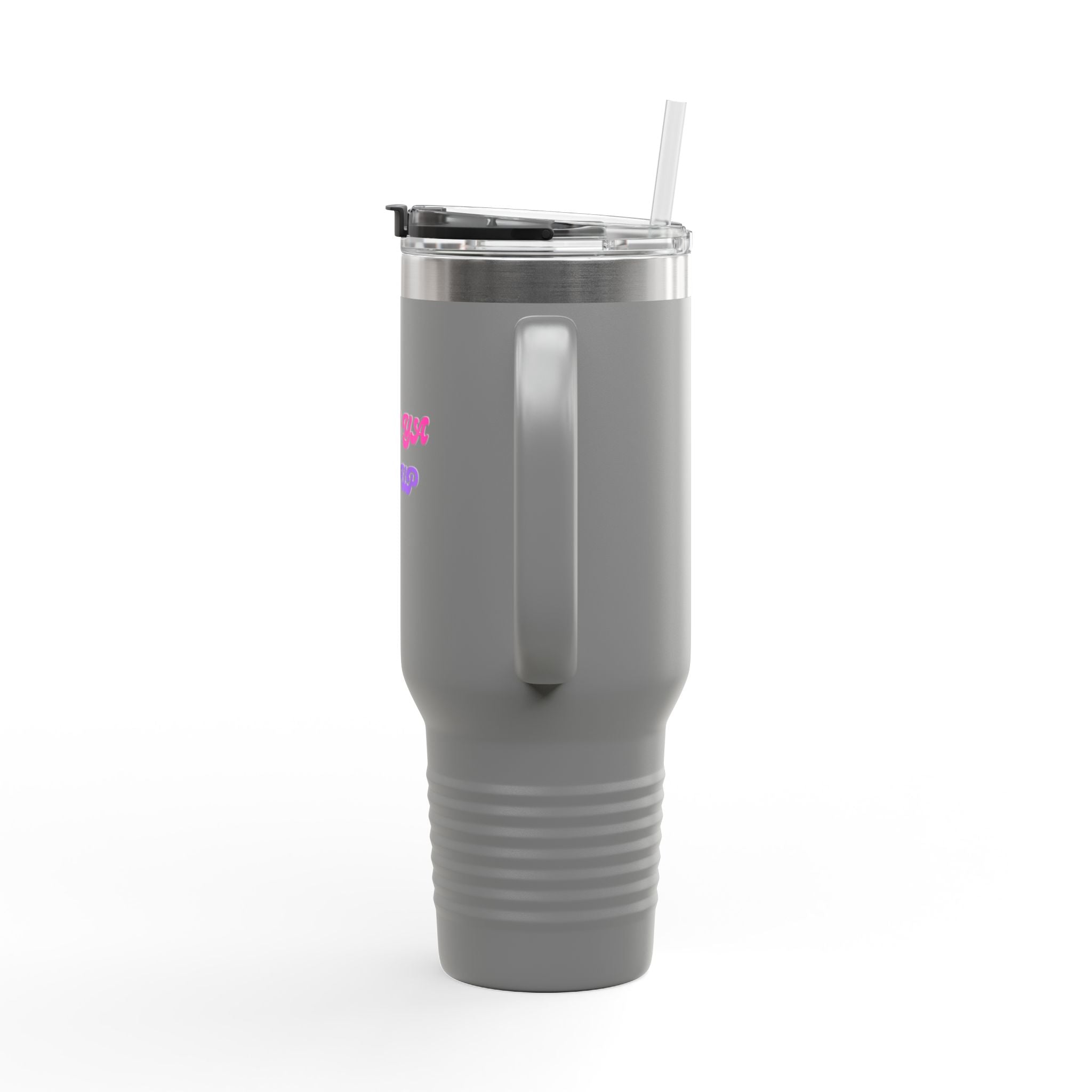 BYLU 40oz Insulated Travel Mug — 'Boss In Heels' Pink & Purple Script