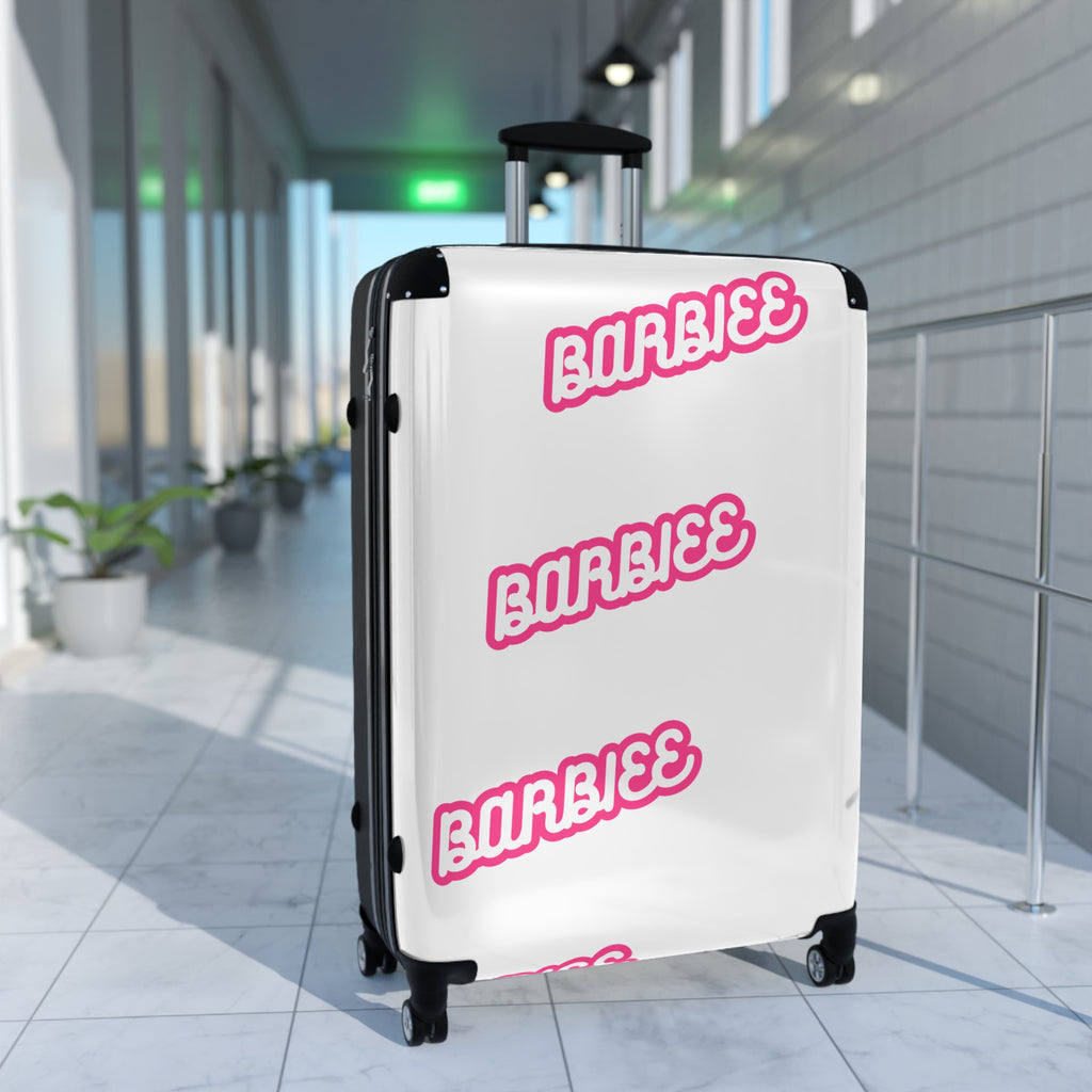 Barbiee Pink Logo Carry-On Suitcase – Retro Neon Travel Luggage