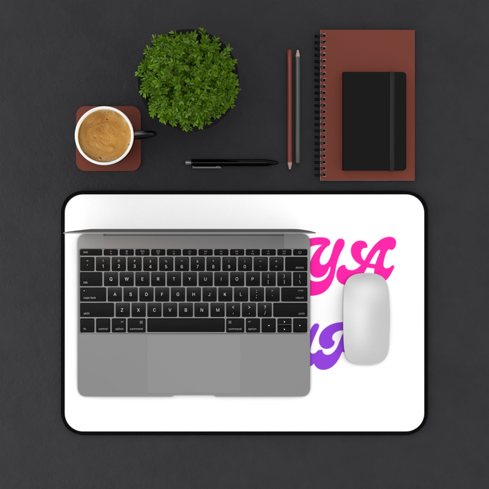 Desk Mat — "Boss Ya Life Up" Pink & Purple Motivational Desk Pad