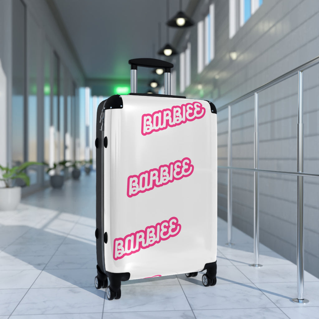 Barbiee Pink Logo Carry-On Suitcase – Retro Neon Travel Luggage